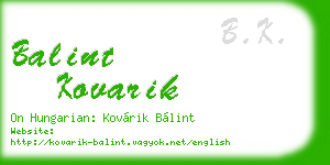 balint kovarik business card